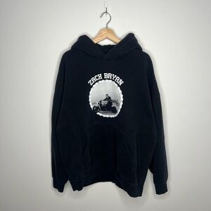 Zach Bryan Graphic Hoodie Mens XL Black Quittin Time Tour Pullover Sweatshirt